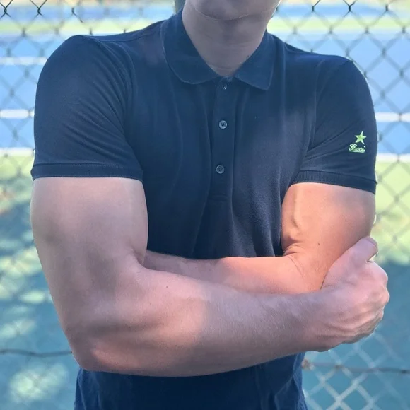 GUCCI SHOOTING LUCKY STAR NEON VOLT GREEN NAVY BLUE UNIFORM POLO SHIRT TENNIS S - Picture 15 of 16